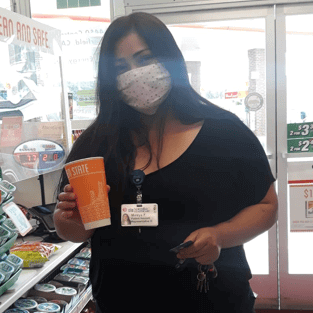 woman holding coffee